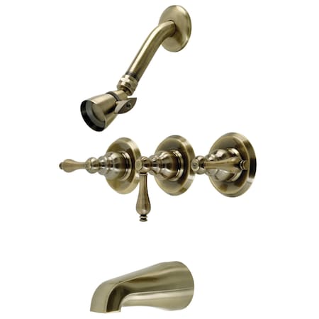 Kingston Brass KB233ALAB Three-Handle Tub and Shower Faucet, Antique Brass KB233ALAB
